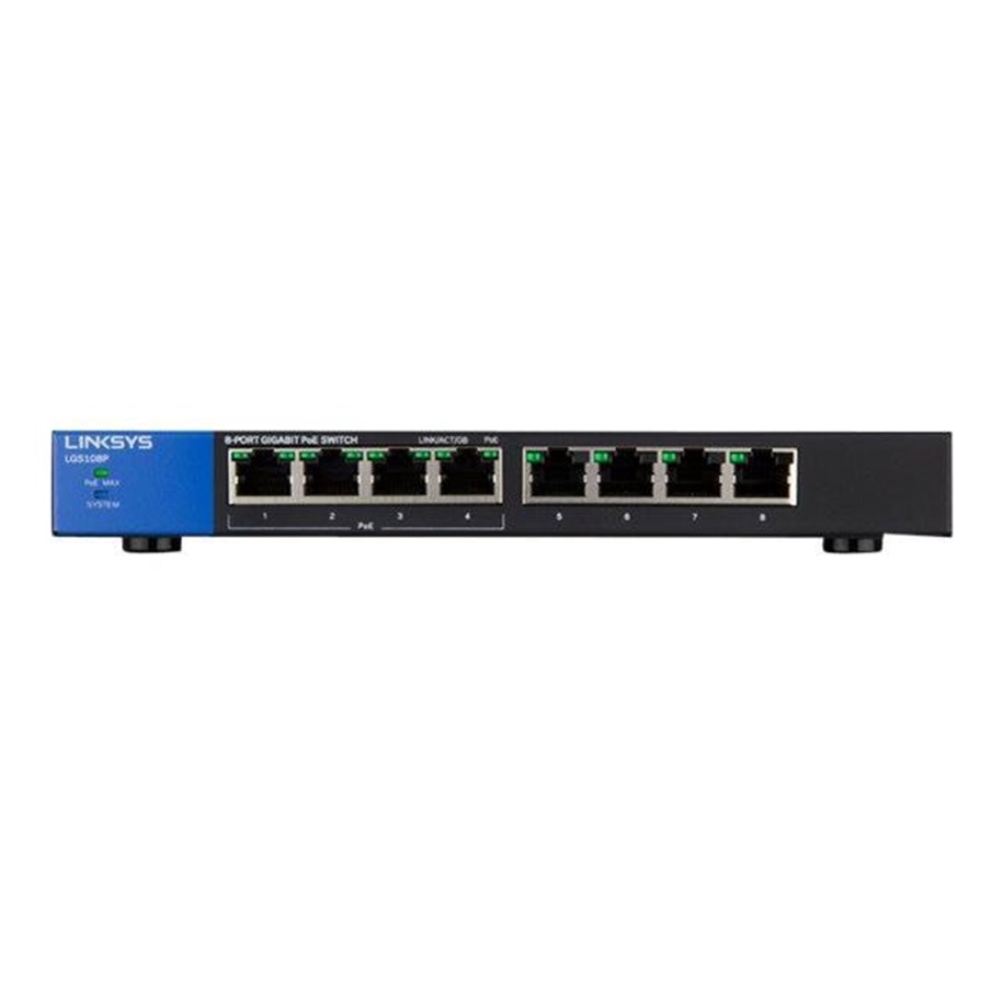Switch - Linksys LGS108P 8-Port Business Desktop Gigabit PoE+ (50W) Switch - LGS108P-EU