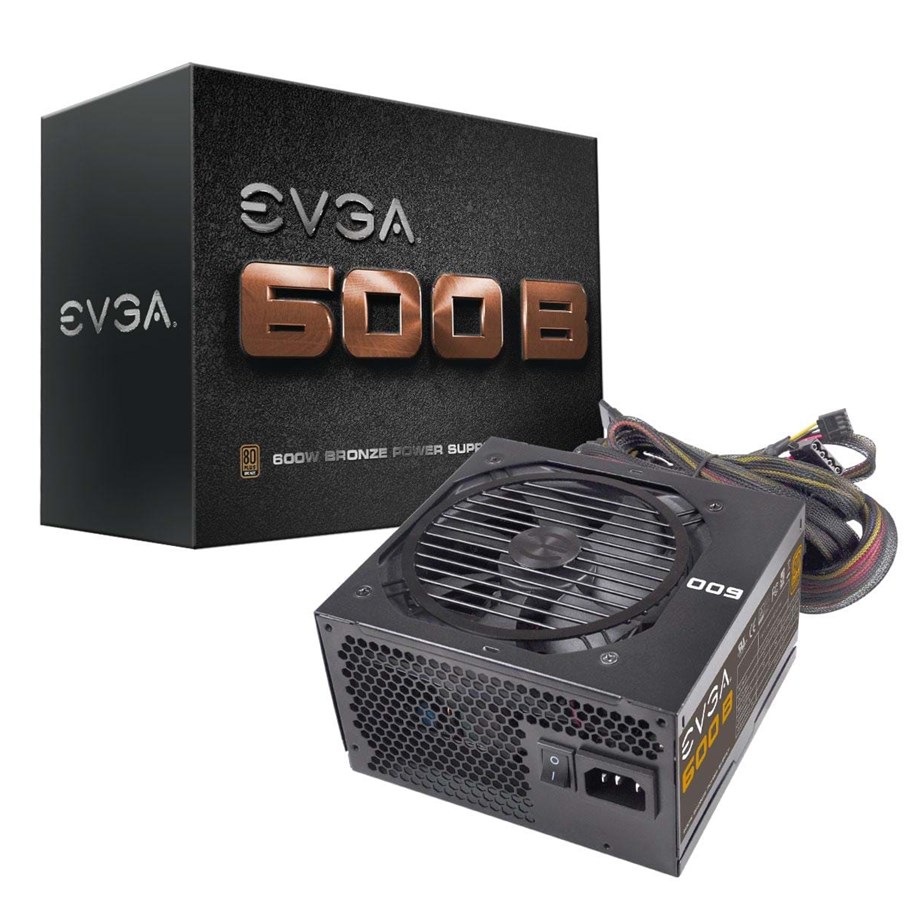 Strømforsyning - EVGA Bronze Power 600 B1 Strømforsyning - 600 Watt - 120 mm - ATX - 80 Plus Bronze certified - 100-B1-0600-KR
