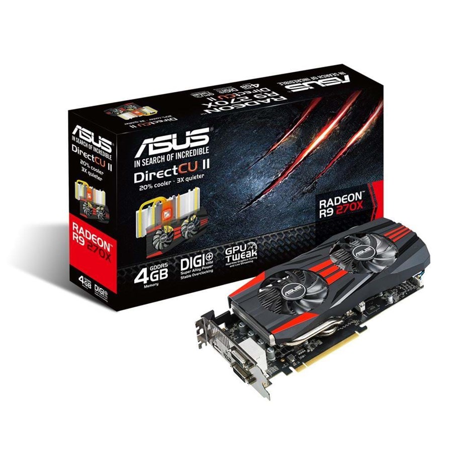 ASUS Radeon R9 270X 4GB GDDR5 RAM Grafikkort Billig asus-radeon-r9-270x-4gb-gddr5-ram-grafikkort-billig