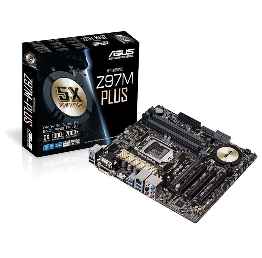 Bundkort - ASUS Z97M-PLUS Bundkort - Intel Z97 Express - Intel LGA1150 socket - DDR3 RAM - Micro-ATX - 90MB0IH0-M0EAY0
