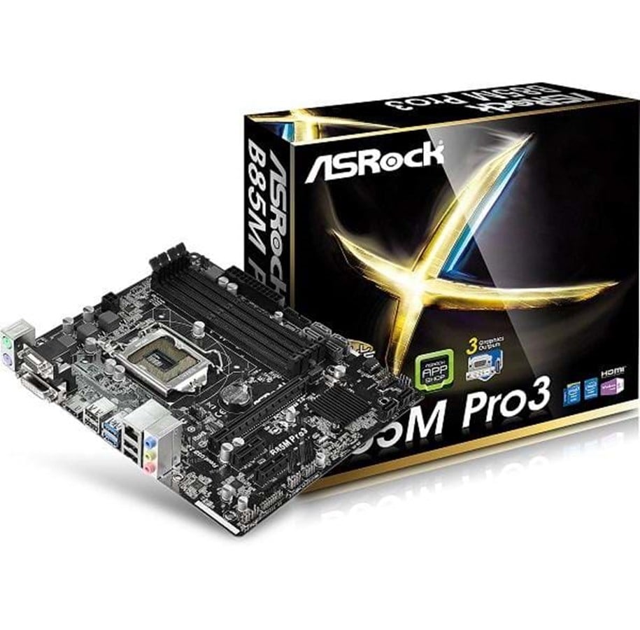 Bundkort - ASRock B85M Pro3 Bundkort - Intel B85 Express - Intel LGA1150 - DDR3 RAM - Micro-ATX - B85M PRO3