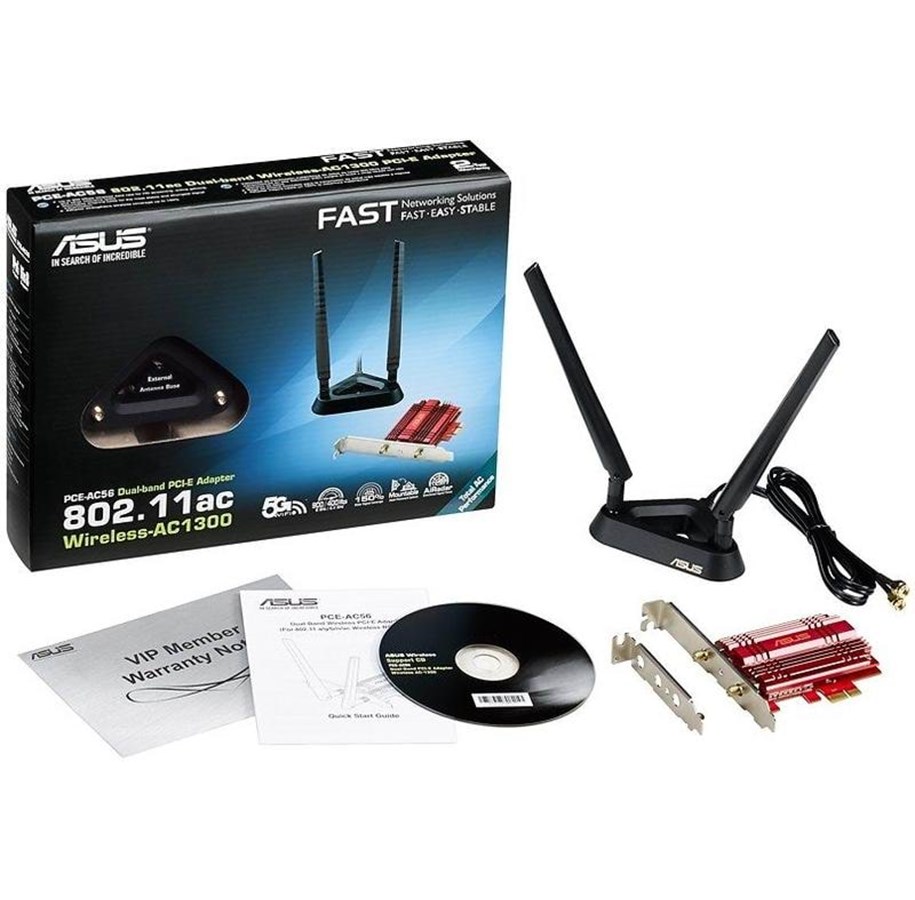 Netværksadapter (netkort, printserver mv.) - ASUS PCE-AC56 - 90IG00K0-BM0000