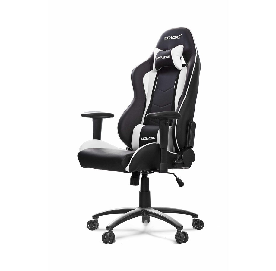 Gamer Stol - AKracing Nitro White Gamer Stol - Sort / Hvid - PU Læder - Op til 150 kg - AK-NITRO-WT