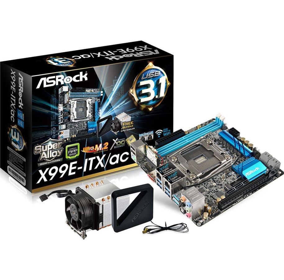 Bundkort - ASRock X99E-ITX/ac Bundkort - Intel X99 Express - Intel LGA2011-V3 socket - DDR4 RAM - ITX - X99E-ITX/AC