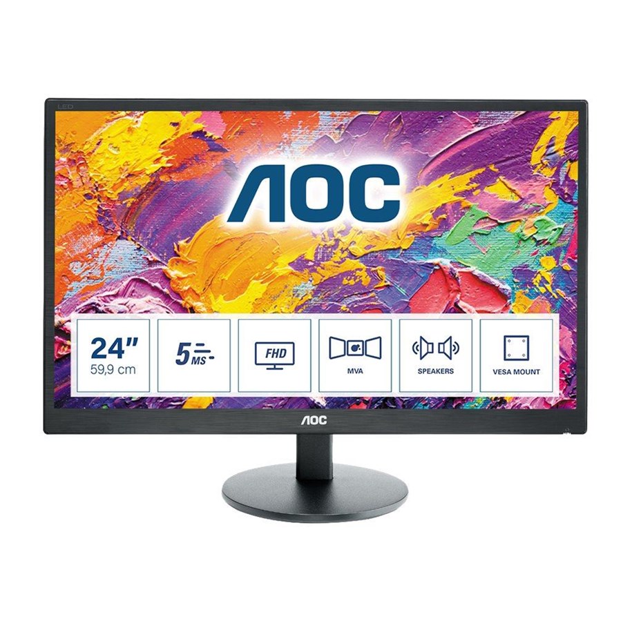 Skærm - 24" AOC M2470SWH - 1920x1080 - 60Hz - MVA - M2470SWH