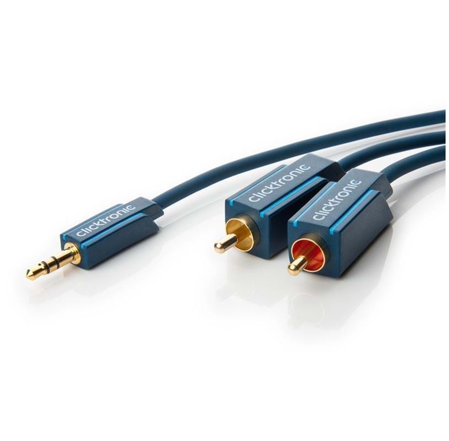 Audio kabel - ClickTronic MiniJack - 2xRCA Cas. - 20m - 4040849704741