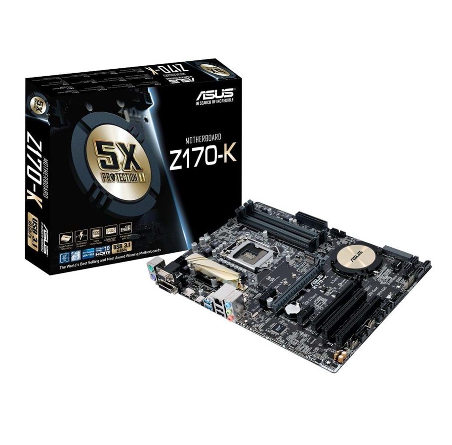 Bundkort - ASUS Z170-K Bundkort - Intel Z170 - Intel LGA1151 socket - DDR4 RAM - ATX - 90MB0NB0-M0EAY0