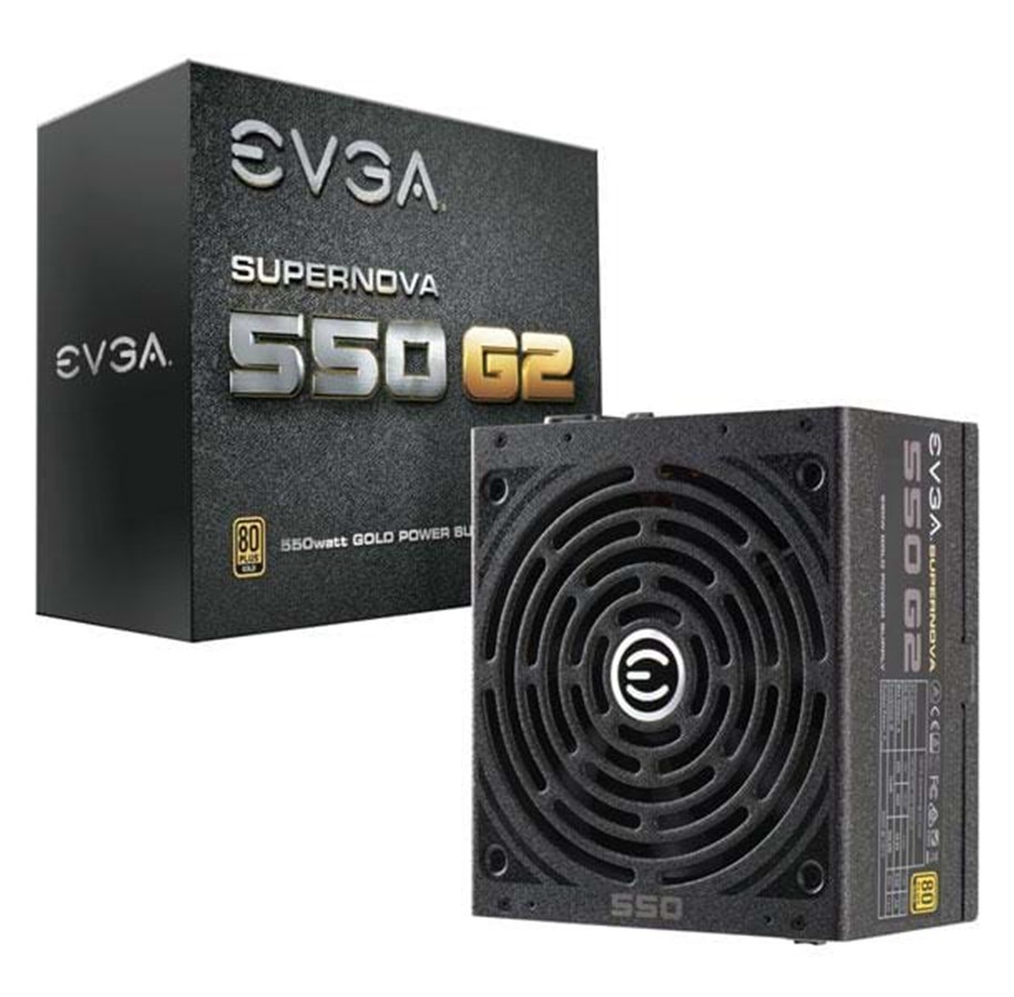 Strømforsyning - EVGA SuperNOVA 550 G2 Strømforsyning - 550 Watt - 140 mm - ATX - 80 Plus Gold certified - 220-G2-0550-Y2