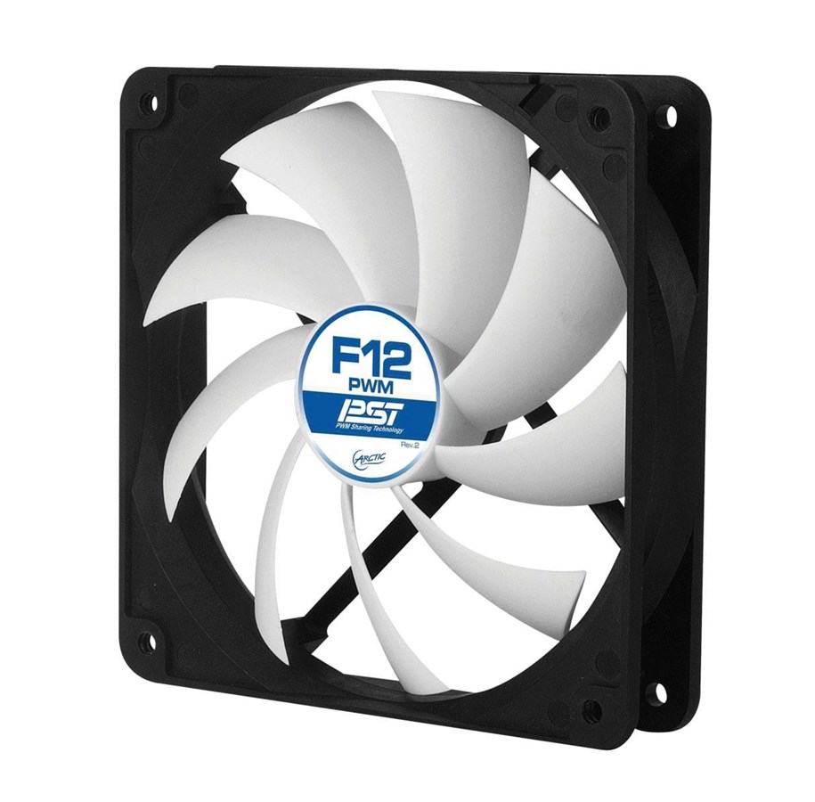 Kabinet Køler - Arctic F12 PWM PST - Kabinet køler - 120mm - Sort med hvide vinger - 22 dBA - AFACO-120P0-GBA01