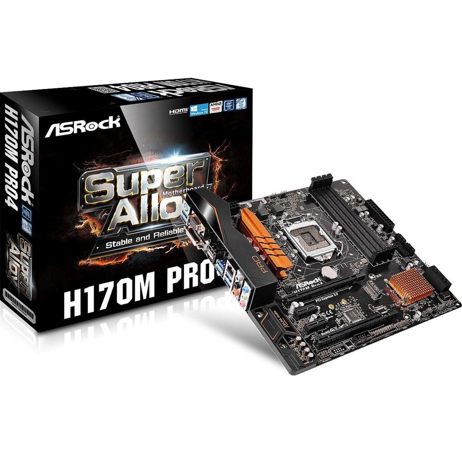Bundkort - ASRock H170M Pro4 Bundkort - Intel H170 Express - Intel LGA1151 socket - DDR4 RAM - Micro-ATX - H170M Pro4