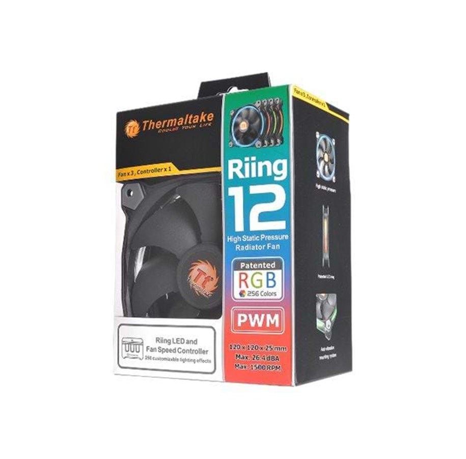 Kabinet Køler - Thermaltake Riing 12 LED - Kabinet køler - 120mm - Sort - CL-F042-PL12SW-B
