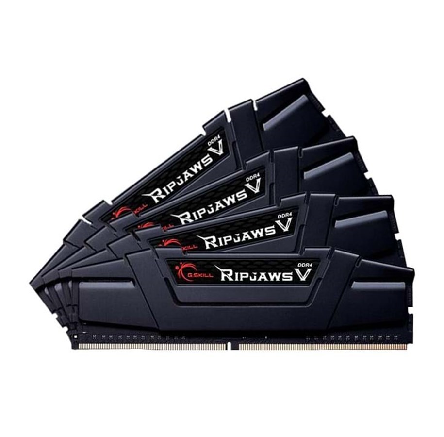 RAM - G.Skill Ripjaws V DDR4-3200 - 64GB - CL14 - Quad Channel (4 pcs) - Intel XMP - Sort - F4-3200C14Q-64GVK