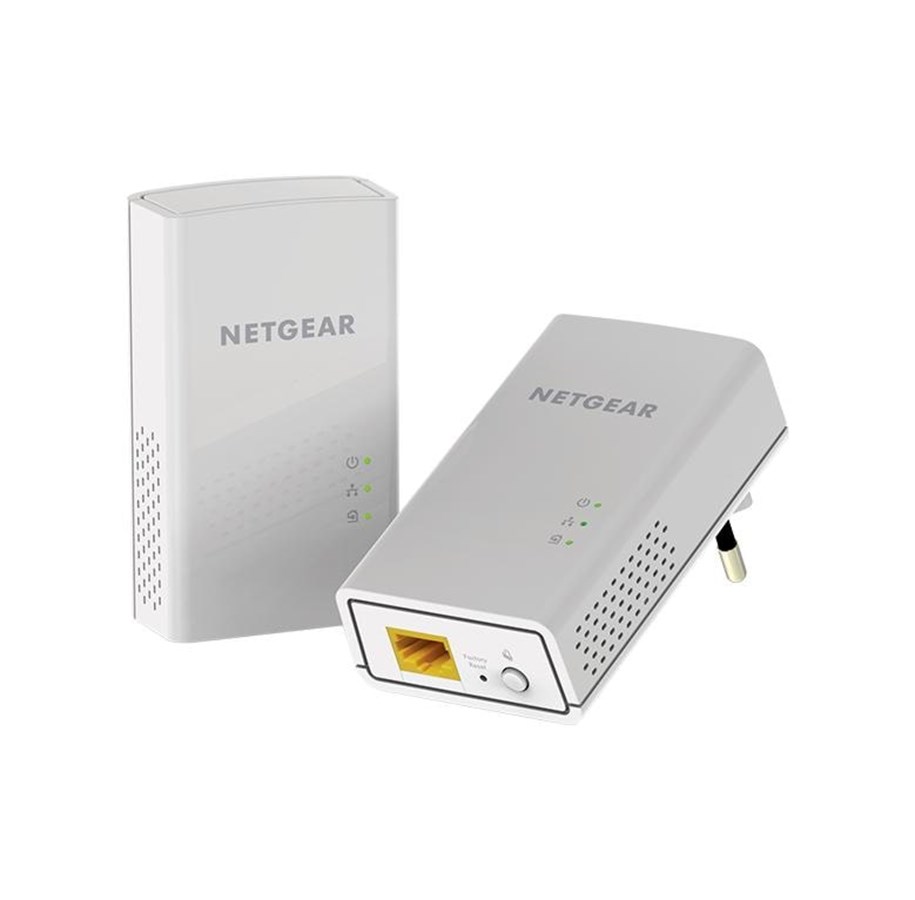 Netværksudstyr & Forlænger til trådløs - Netgear PL1000 Powerline Extender 1000Mbps Wall-plug 2-Pack - PL1000-100PES