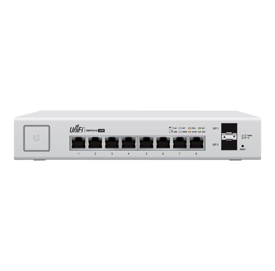 Switch - Ubiquiti US-8-150W Switch 8 PoE 150W (Total available PoE 130W) - US-8-150W