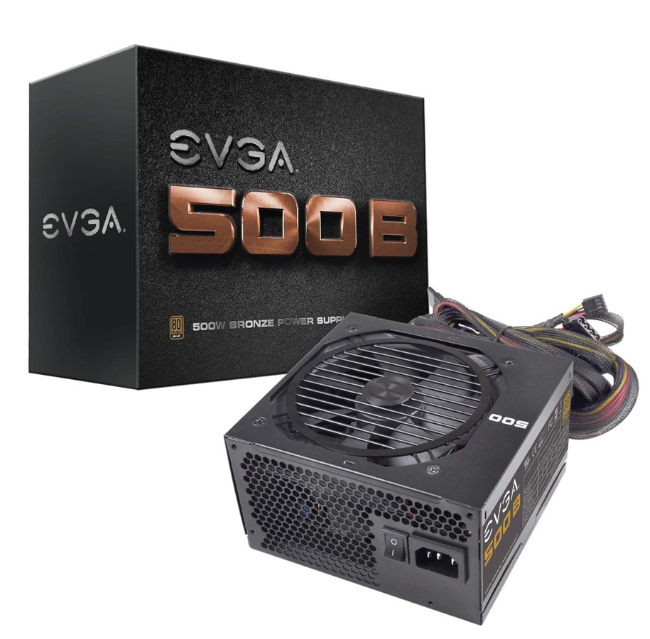 Strømforsyning - EVGA Bronze Power 500 B1 v2 Strømforsyning - 500 Watt - 120 mm - ATX - 80 Plus Bronze certified - 100-B1-0500-K2
