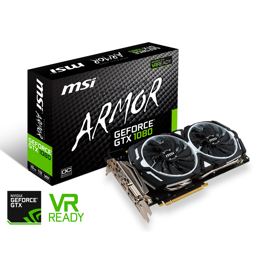 Grafikkort - MSI GeForce GTX 1080 ARMOR OC - 8GB GDDR5X RAM - Grafikkort - GTX 1080 ARMOR 8G OC