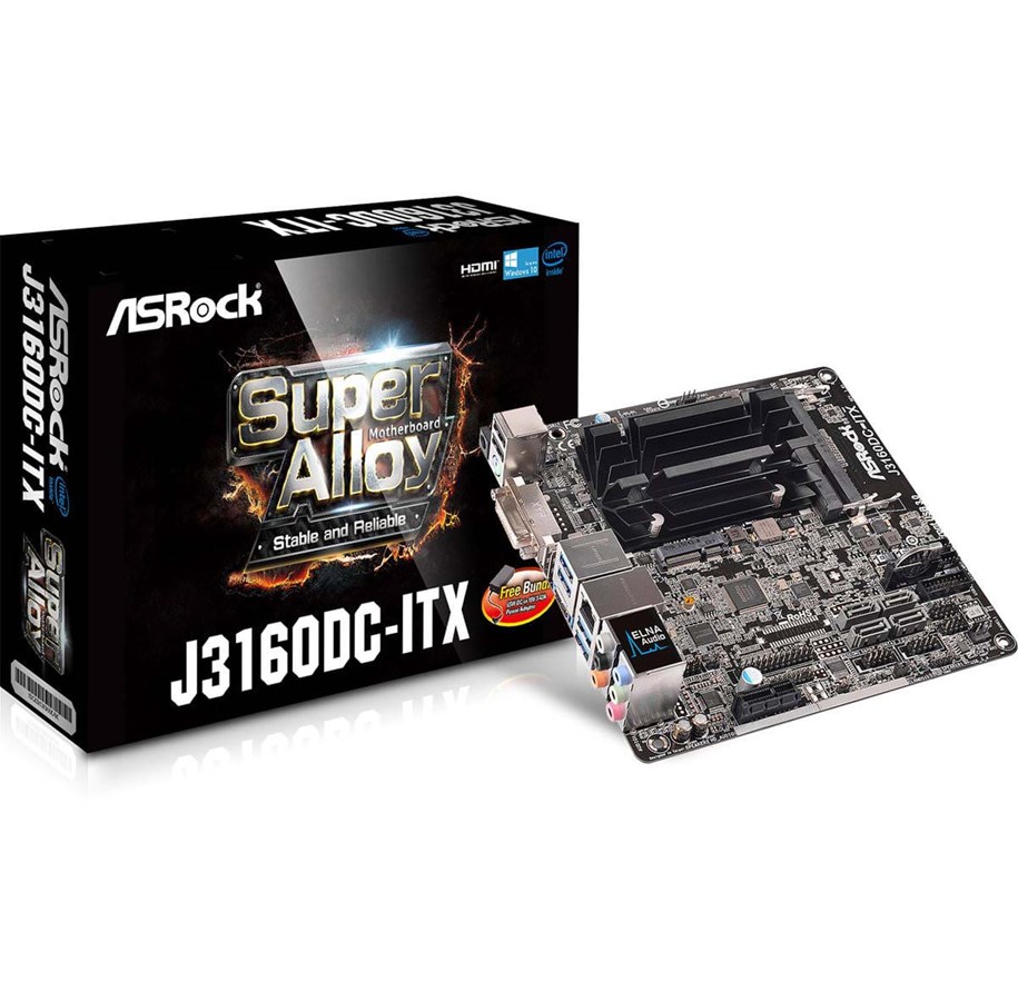 Bundkort - ASRock J3160DC-ITX Bundkort - Intel Braswell - Intel Onboard CPU socket - DDR3L (Low Voltage) RAM - Mini-ITX - J3160DC-ITX