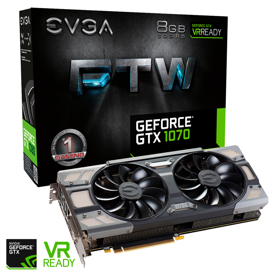 Grafikkort - EVGA GeForce GTX 1070 FTW - 8GB GDDR5 RAM - Grafikkort - 08G-P4-6276-KR