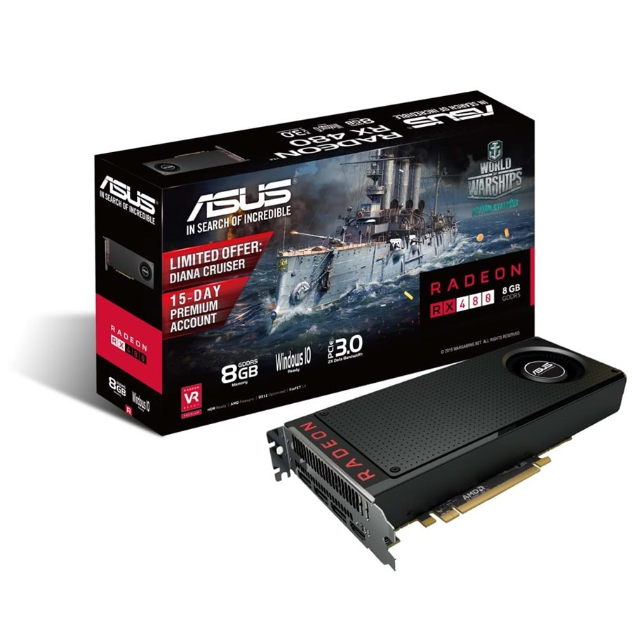 Grafikkort - ASUS Radeon RX 480 AMD Reference - 8GB GDDR5 RAM - Grafikkort - 90YV09Z0-U0NA00