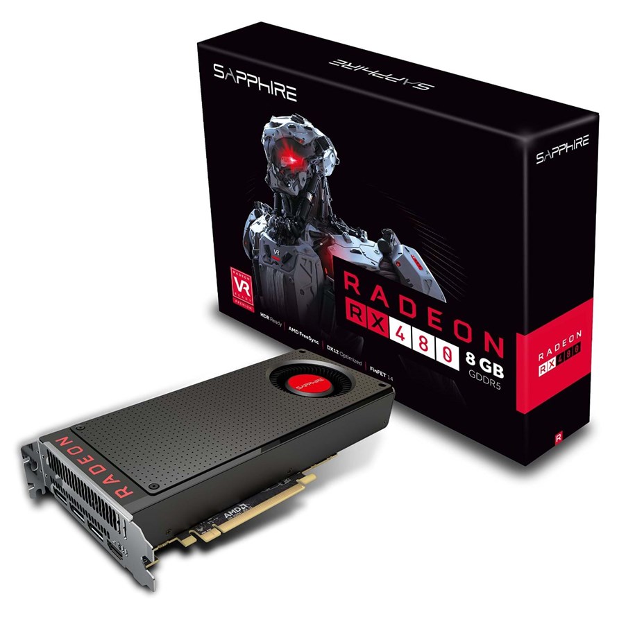 Grafikkort - Sapphire Radeon RX 480 AMD Reference - 8GB GDDR5 RAM - Grafikkort - 21260-00-20G