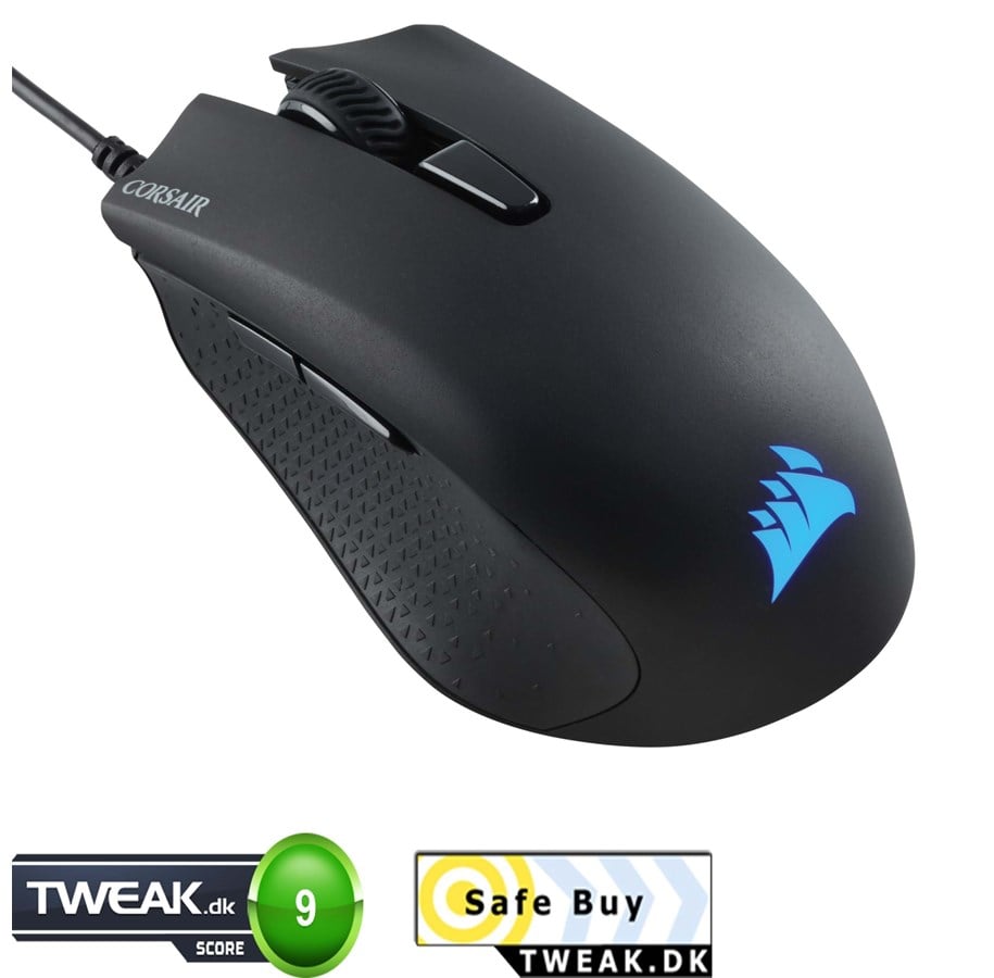 Mus - Corsair Harpoon RGB - Gaming Mus - Optisk - 6 knapper - Sort med RGB lys - CH-9301011-EU