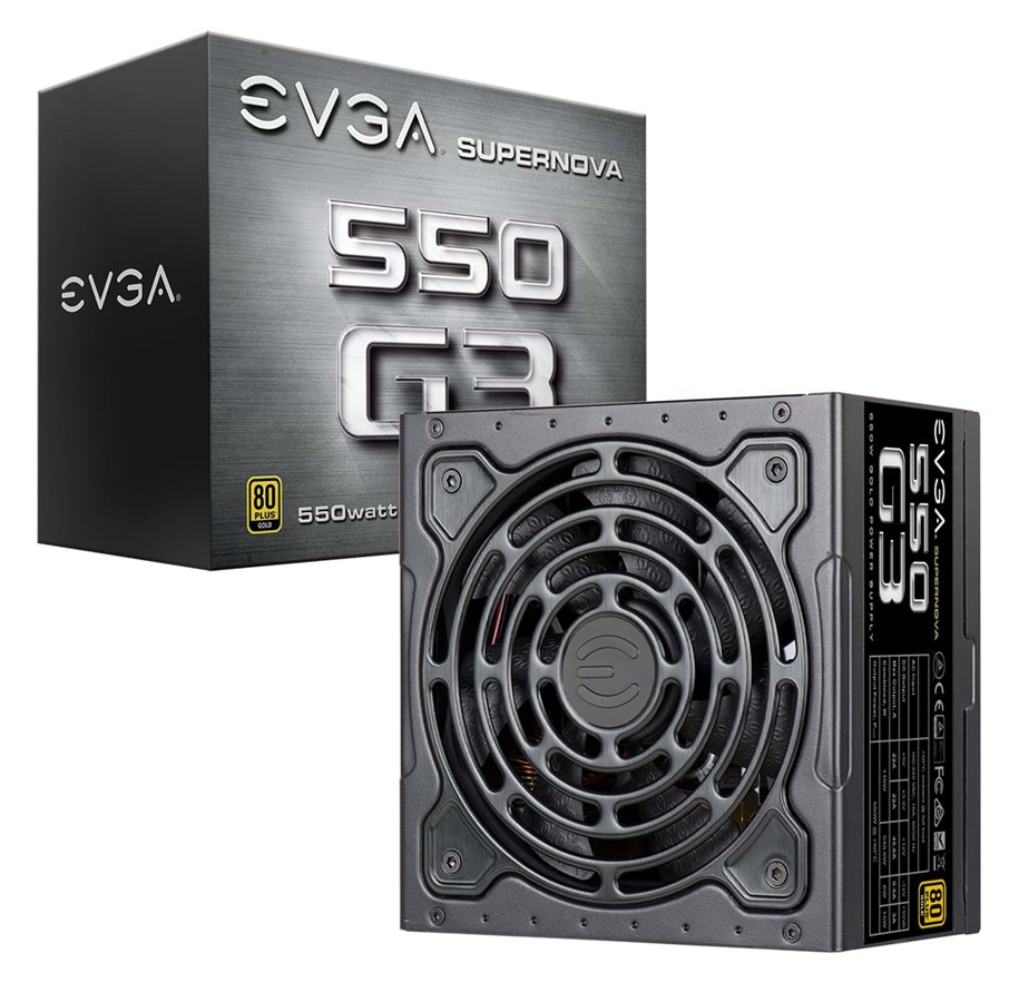 Strømforsyning - EVGA SuperNOVA 550 G3 Strømforsyning - 550 Watt - 130 mm - ATX - 80 Plus Gold certified - 220-G3-0550-Y2