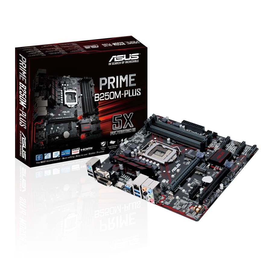 Bundkort - ASUS PRIME B250M-PLUS Bundkort - Intel B250 - Intel LGA1151 socket - DDR4 RAM - Micro-ATX - 90MB0SI0-M0EAY0