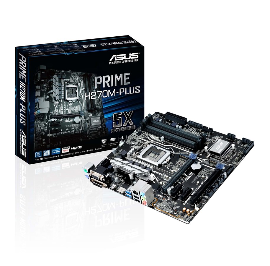 Bundkort - ASUS PRIME H270M-PLUS Bundkort - Intel H270 - Intel LGA1151 socket - DDR4 RAM - Micro-ATX - 90MB0T00-M0EAY0