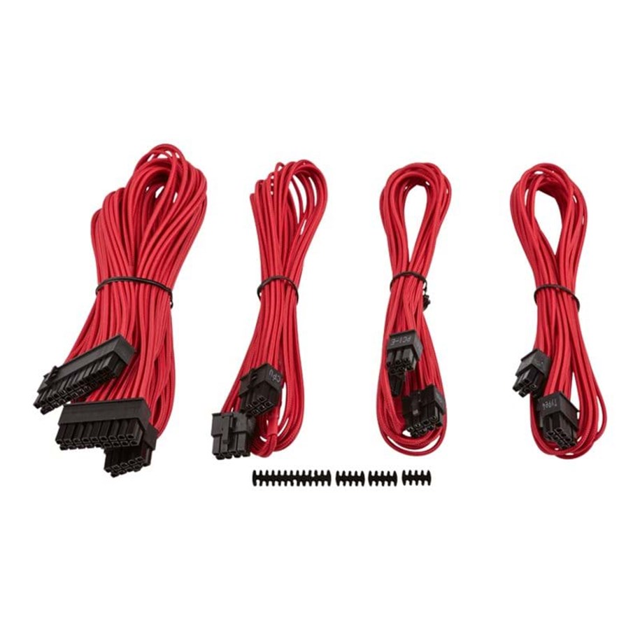Strømkabel (intern) - Corsair Premium Individually Sleeved PSU Cable Kit Starter Package Type 4 (Generation 3) - Red - CP-8920145
