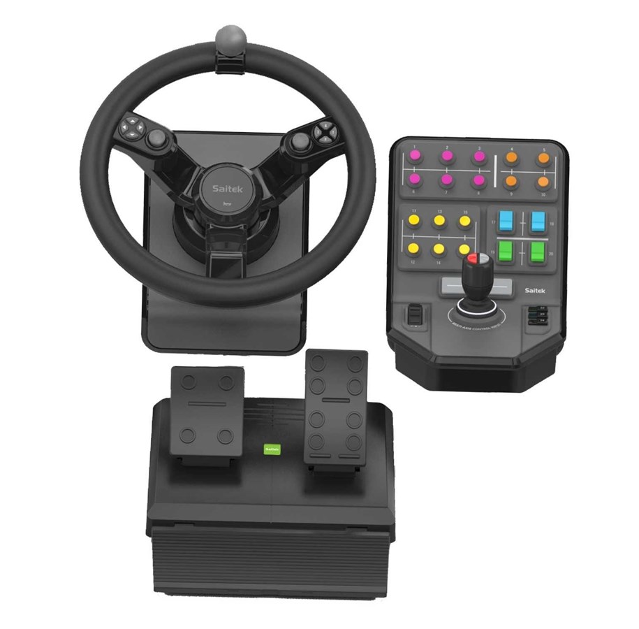 Spil tilbehør - Logitech G Saitek Farm Sim Controller - Wired Steering wheel & Pedal set - PC - 945-000007