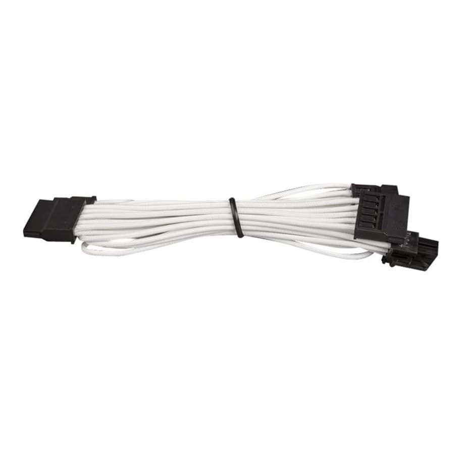 Strømkabel (intern) - Corsair Premium Individually Sleeved SATA Cable Type 4 (Generation 3) - White - CP-8920189