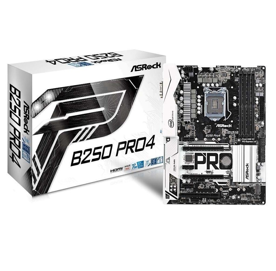 Bundkort - ASRock B250 Pro4 Bundkort - Intel B250 - Intel LGA1151 socket - DDR4 RAM - ATX - B250 Pro4