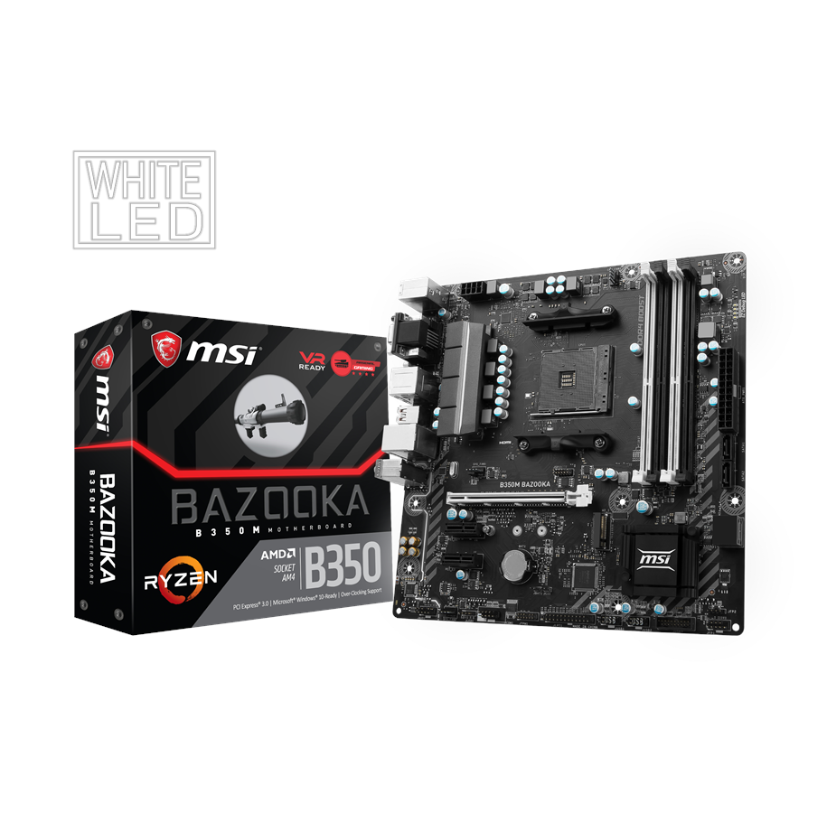 Bundkort - MSI B350M BAZOOKA Bundkort - AMD B350 - AMD AM4 - DDR4 RAM - Micro-ATX - B350M BAZOOKA