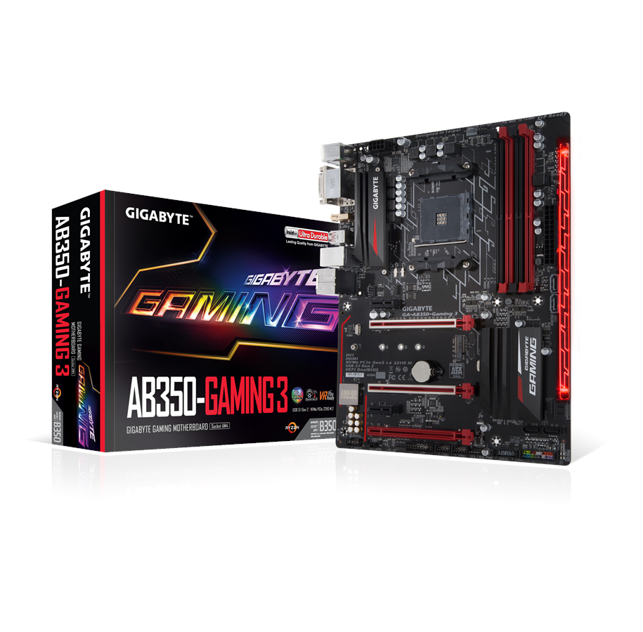 Bundkort - GIGABYTE GA-AB350-Gaming 3 Bundkort - AMD B350 - AMD AM4 socket - DDR4 RAM - ATX - GA-AB350-Gaming 3