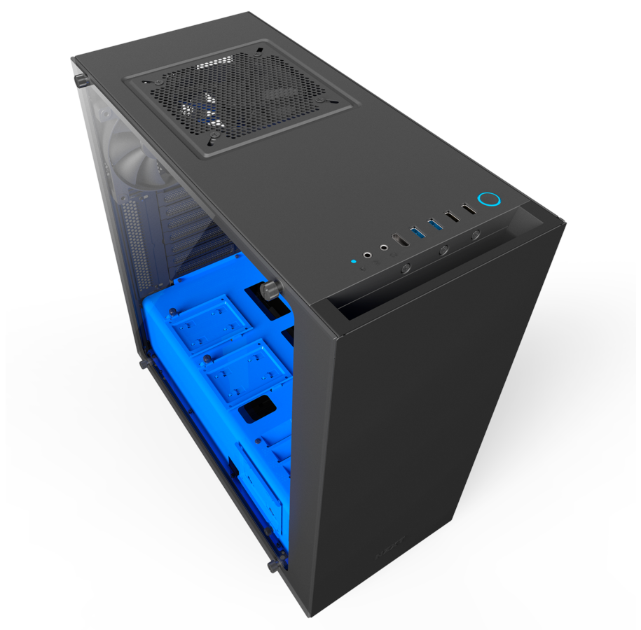 Kabinet - NZXT S340 Elite - Black / Blue - Kabinet - Miditower - Blå - CA-S340W-B5