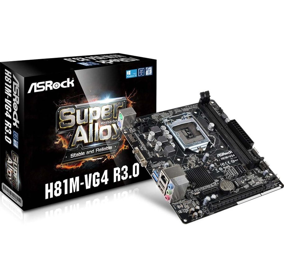 Bundkort - ASRock H81M-VG4 R3.0 Bundkort - Intel H81 Express - Intel LGA1150 - DDR3 RAM - Micro-ATX - H81M-VG4 R3.0