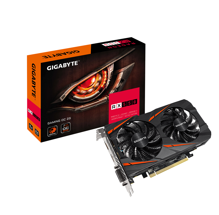 Grafikkort - GIGABYTE Radeon RX 550 GAMING OC - 2GB GDDR5 RAM - Grafikkort - GV-RX550GAMING OC-2GD