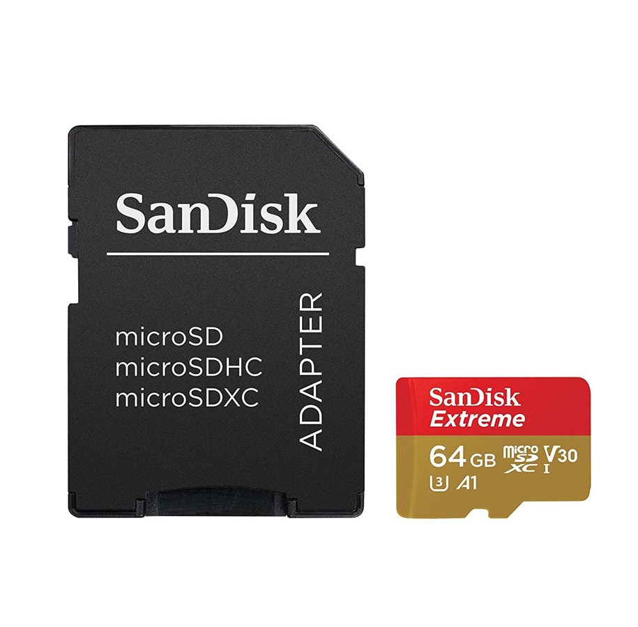 Hukommelseskort - SANDISK Extreme ActionCam MicroSDXC/SDXC - 64GB - SDSQXAF-064G-GN6AA