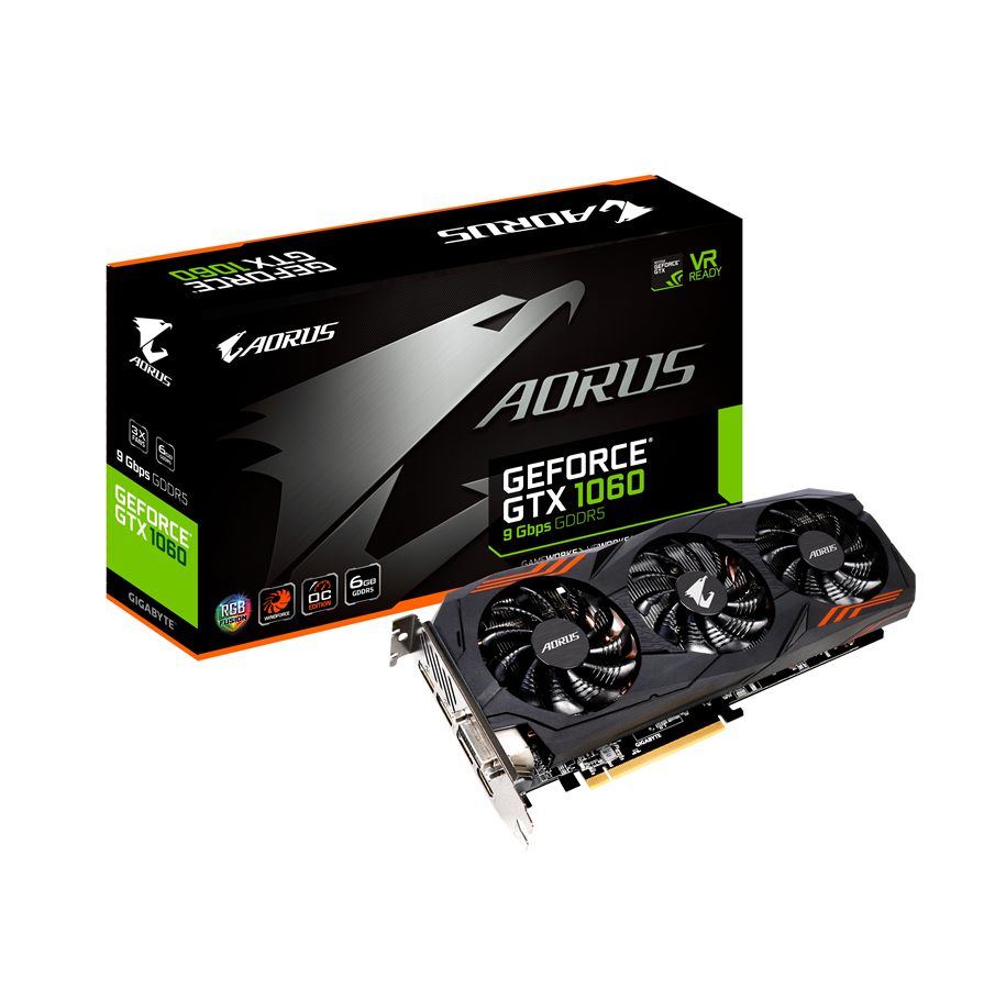 Grafikkort - GIGABYTE GeForce GTX 1060 AORUS - 6GB GDDR5 RAM - Grafikkort - GV-N1060AORUS-6GD