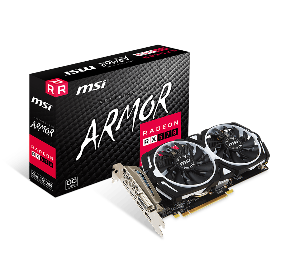 Grafikkort - MSI Radeon RX 570 ARMOR OC - 4GB GDDR5 RAM - Grafikkort - RX 570 ARMOR 4G OC