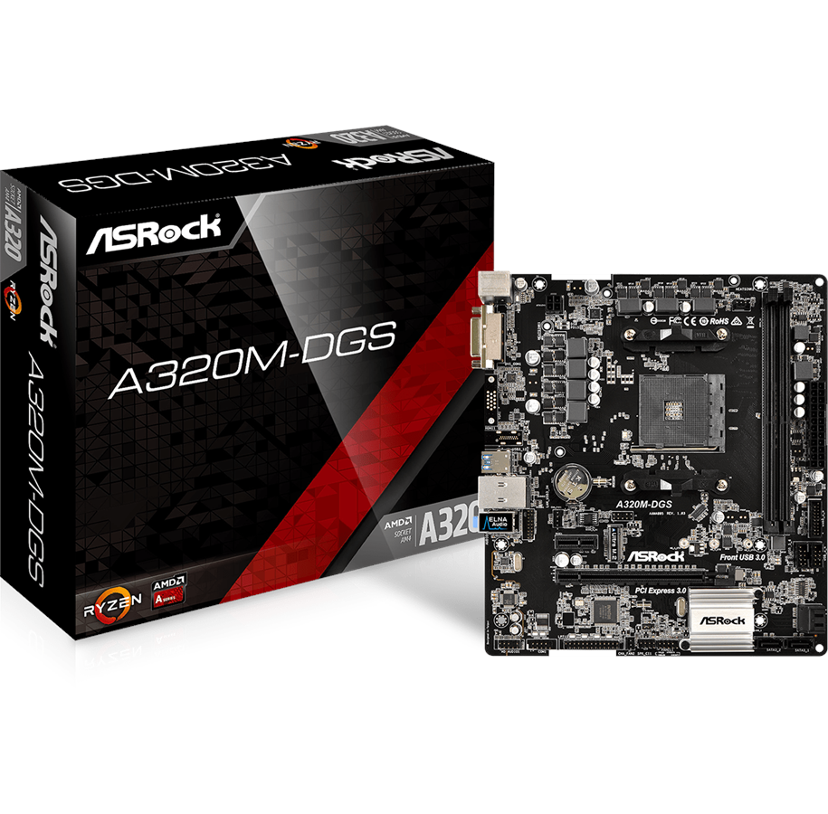 Bundkort - ASRock A320M-DGS Bundkort - AMD A320 - AMD AM4 - DDR4 RAM - Micro-ATX - A320M-DGS