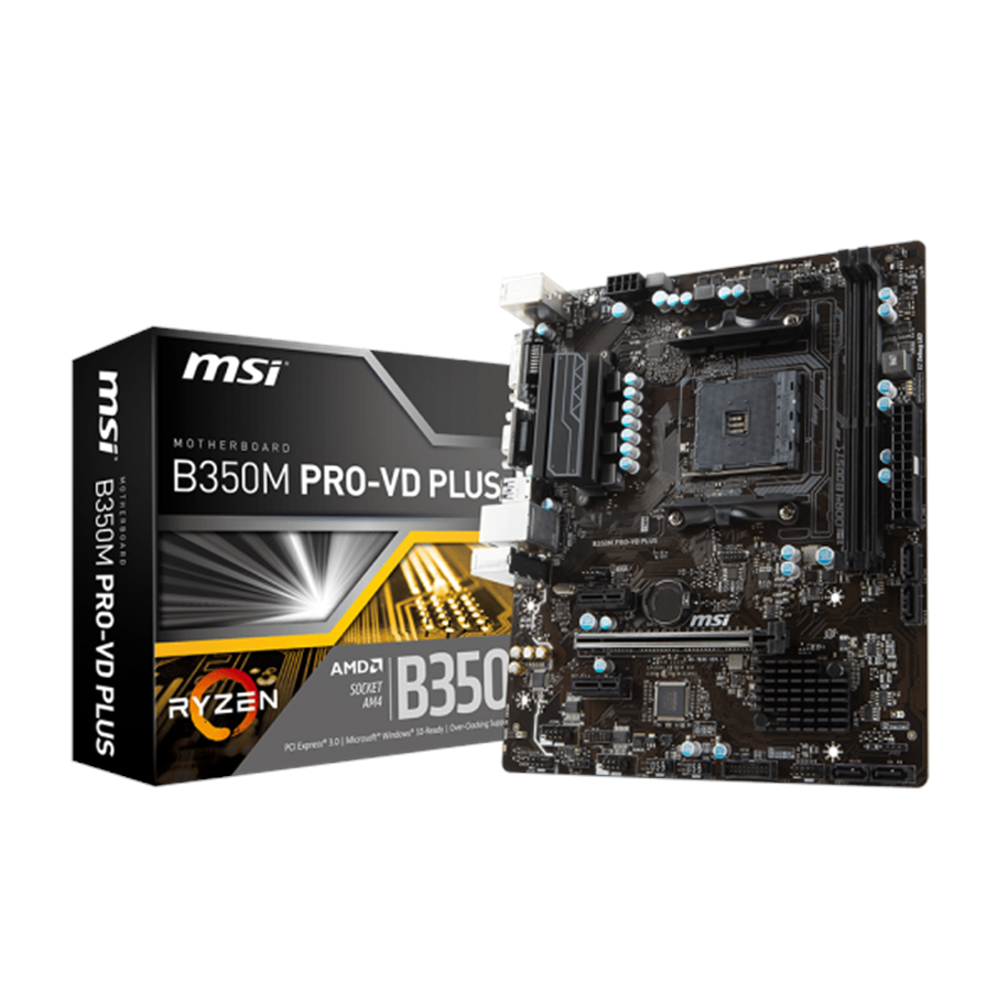 Bundkort - MSI B350M PRO-VD PLUS Bundkort - AMD B350 - AMD AM4 socket - DDR4 RAM - Micro-ATX - B350M PRO-VD PLUS