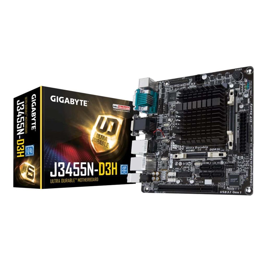 Bundkort - GIGABYTE GA-J3455N-D3H Bundkort - Intel Apollo Lake - Intel Onboard CPU socket - DDR3L (Low Voltage) RAM - Mini-ITX - GA-J3455N-D3H