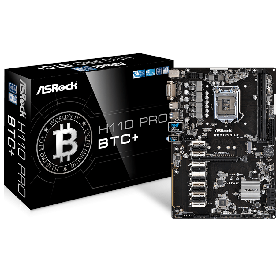Bundkort - ASRock H110 PRO BTC+ Bundkort - Intel H110 Express - Intel LGA1151 socket - DDR4 RAM - ATX - H110 Pro BTC+