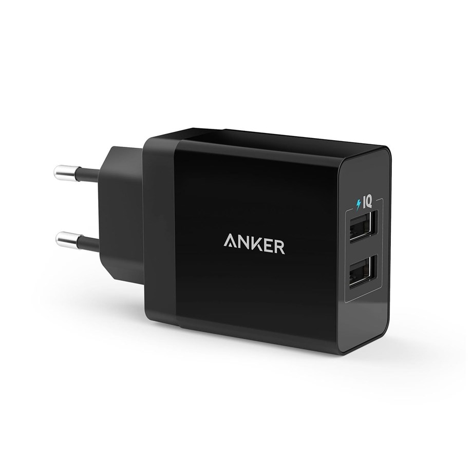 Mobil - Adaptere & Opladere - Anker PowerPort 24W 2x USB-A Power Adapter - Black - A2021316