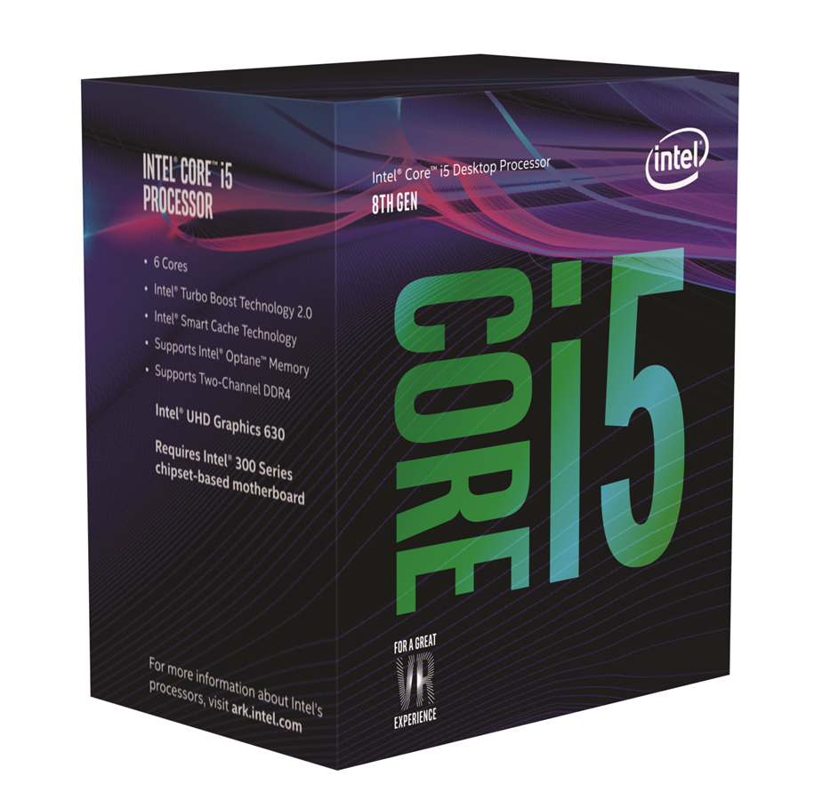 CPU - Intel Core i5-8400 Coffee Lake CPU - 6 kerner - 2.8 GHz - Intel LGA1151 - Intel Boxed (med køler) - BX80684I58400