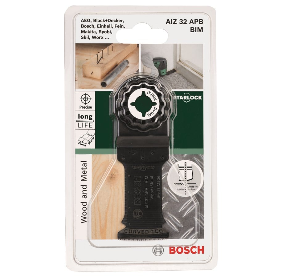 Bosch Professional Starlock Tauchsägeblatt AIZ 32 APB - Für Holz & Metall, 50 X 32 Mm, Bimetall, Curved-Tec
