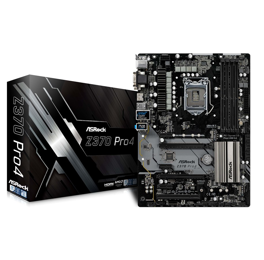 Bundkort - ASRock Z370 Pro4 Bundkort - Intel Z370 - Intel LGA1151 socket - DDR4 RAM - ATX - 90-MXB5X0-A0UAYZ
