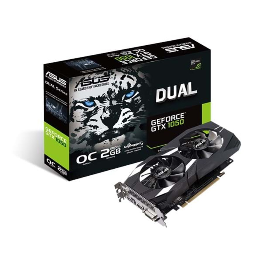 Grafikkort - ASUS GeForce GTX 1050 DUAL OC - 2GB GDDR5 RAM - Grafikkort - 90YV0AA1-M0NA00