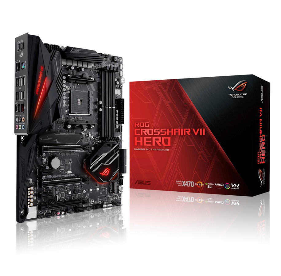 Bundkort - ASUS ROG CROSSHAIR VII HERO Bundkort - AMD X470 - AMD AM4 socket - DDR4 RAM - ATX - 90MB0XJ0-M0EAY0